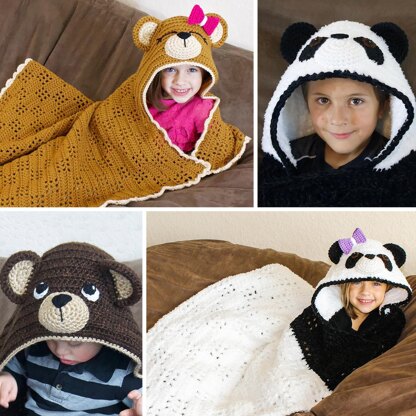 Panda & Teddy Bear Hooded Blanket