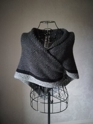 Outlander inspired Grey black stripe shawl