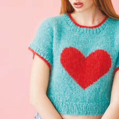 Heart Sweater - Knitting Pattern For Women in Debbie Bliss Nell by Debbie Bliss
