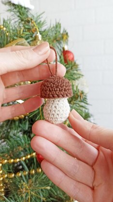 Mushrooms crochet pattern, Christmas tree ornaments, amigurumi food pattern