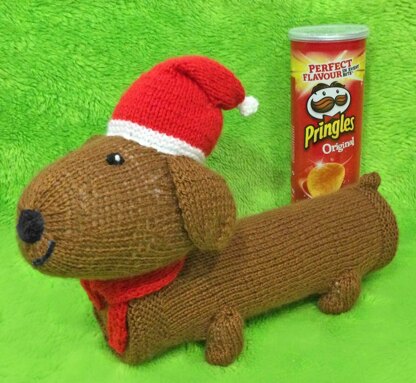 Christmas Sausage Dog Dachshund Pringle Cover