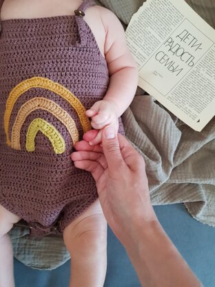 Newborn cotton Romper "Rainbow" crochet pattern