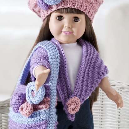 Floral Knit Doll Accessories in Red Heart Soft Solids - LW2559