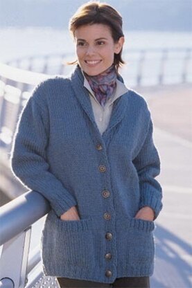 Shawl Collar Cardigan in Lion Brand Wool-Ease Chunky - 1318