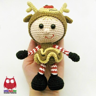 Girl Doll in a Reindeer outfit