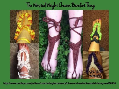 Worsted Weight Chevron Barefoot Thong