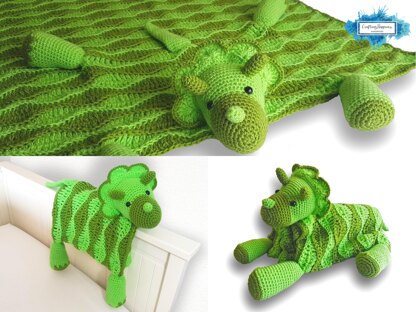 Dinosaur Baby Blanket Crochet pattern by Crafting Happiness