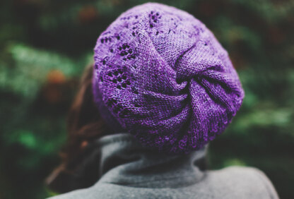 Tallin Hint Of Lace Hat-Turned-Cowl in SweetGeorgia Cashluxe Spark - Downloadable PDF