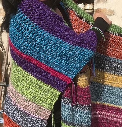 Rainbow Ruana Boho Poncho