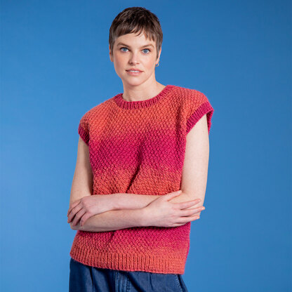 Make it in Moss Stitch Tank Top - Free Knitting Pattern in Paintbox Yarns Ombré Aran Wool Touch