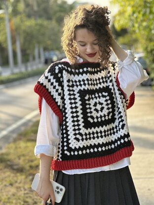 Black and white vest