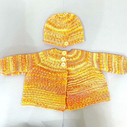 Easy Peasey Baby Matinee Jacket and Beanie Hat Set