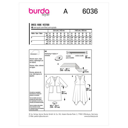 Burda Style Plus Dress B6036 - Paper Pattern, Size 44 - 54