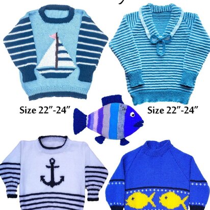 Cute Nautical sweaters in 4 ply