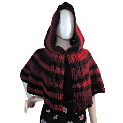 Hooded Cabled Cape