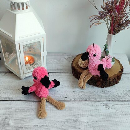 Mini Flamingo, Crochet Keychain, Car Decor, bird crochet pattern