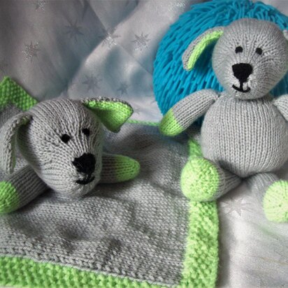 Puppy Dog Toy & Baby Comfort Blanket  BB003 - knitting pattern
