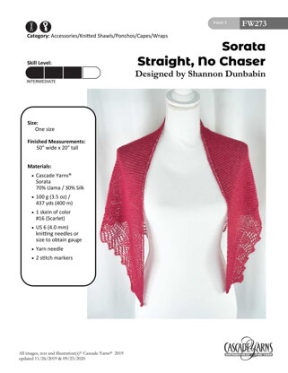 Sorata Straight No Chaser in Cascade Yarns - FW273 - Downloadable PDF