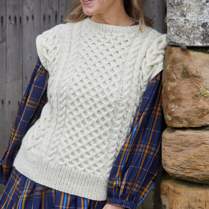 Cabled Tank Top -  Knitting Pattern for Women in Debbie Bliss British Wool Aran by Debbie Bliss