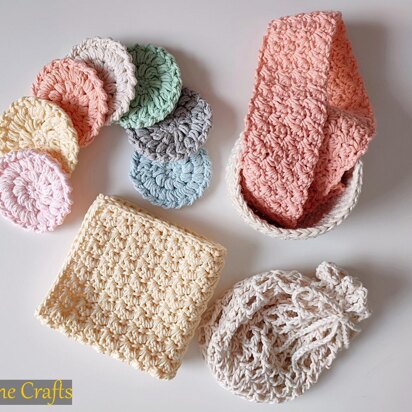 Crochet Pastel Spa & Washcloth Set