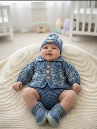 "Nathan" 4 piece set, with 8 size options  from Premature to 24 Months