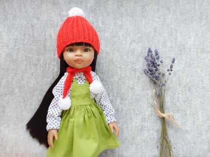 Pompon hat and scarf for Paola Reina doll