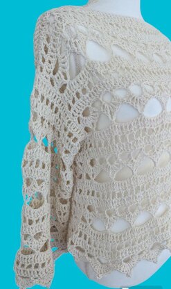 The Seaside Serenity Crochet Lace Pullover