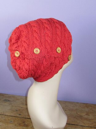 Sideways Button Up Cable Slouch Hat