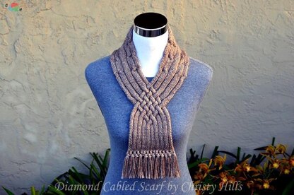 Diamond Cabled Scarf ( Cowl / Stay On / Celtic Cable Scarf Knitting Pattern )