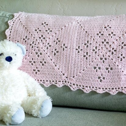 Floral Petal Filet Motif Crochet Baby Blanket