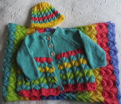 Rainbow matinee jacket and blanket