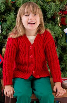 Waiting For Santa Sweater in Red Heart Shimmer Solids - LW3207