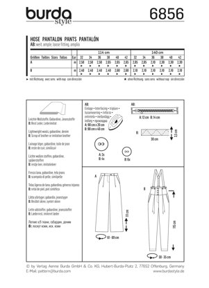 Burda Style Trousers & Jumpsuit Sewing Pattern B6856 - Paper Pattern, Size 6 - 16