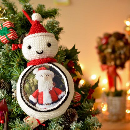 Snowball the Snowman Picture Frame Ornament