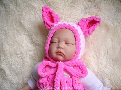 Piglet Baby Bonnet and Romper Set