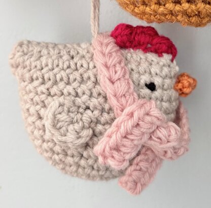 Crochet Chicken Christmas Ornaments