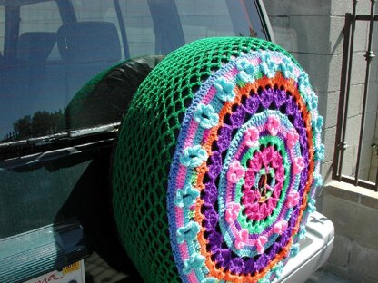 Sunny Flower Crochet Spare Tire Cover 