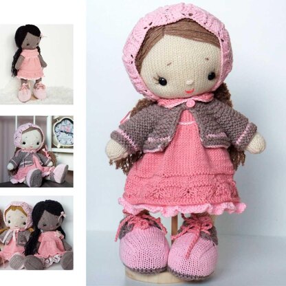 Doll clothes Knitting Pattern Outfit Shabby Chic Style for doll, lamb, bunny, kitty