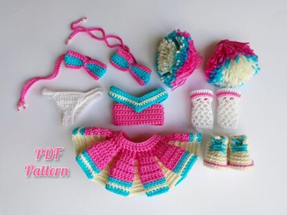 Amigurumi pattern doll Astrid in Cheerleader outfit, Basic crochet doll pattern (English, Deutsch, Français)