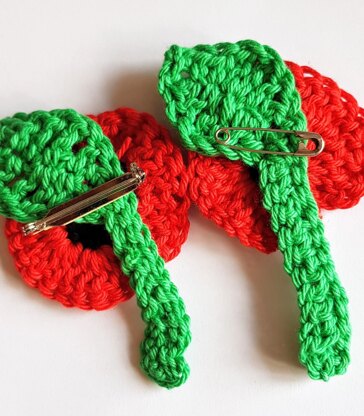 Crochet Remembrance 'Poppy Brooch' and 'Wreath'