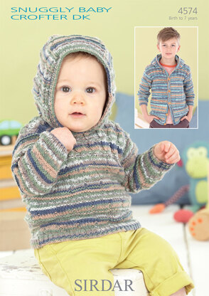 Hooded Sweater & Jacket in Sirdar Snuggly Baby Crofter DK - 4574 - Downloadable PDF