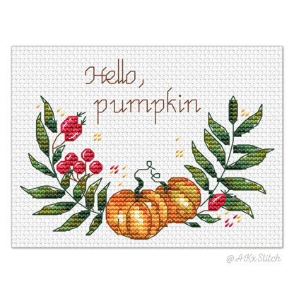 Hello Pumpkin Cross Stitch PDF Pattern