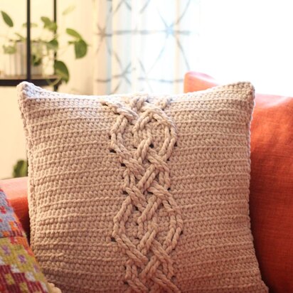 Cabled Cushion Cover in Universal Yarn Bella Chenille - Downloadable PDF