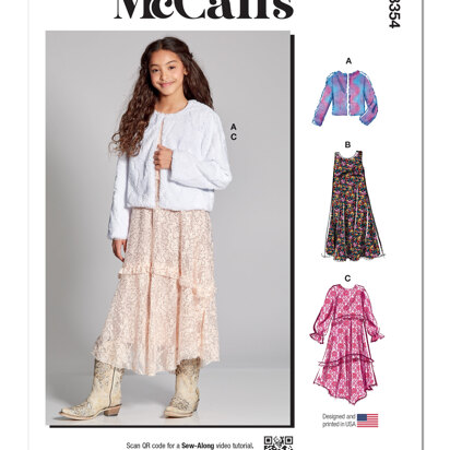 McCall's Girls' Dress, Slip Dress and Jacket M8354 - Paper Pattern, Size 7-8-10-12-14