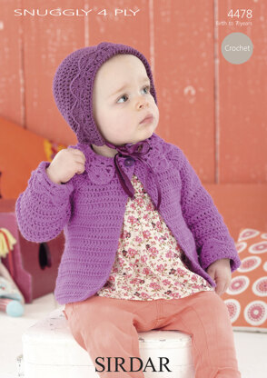 Crochet A-line Coat & Bonnet in Sirdar Snuggly 4 Ply - 4478