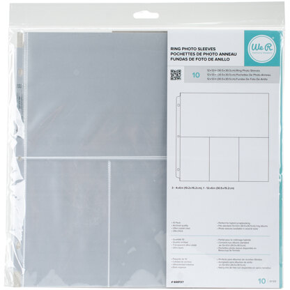 We R Memory Keepers We R Ring Photo Sleeves 12"X12" 10/Pkg - (3) 6"X4" & (1) 6"X12" Pockets