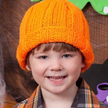 Knit Pumpkin Hat in Red Heart Super Saver Economy Solids - LW2829 - knitting pattern