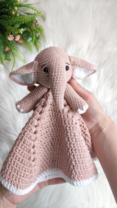 Crochet elephant lovey pattern, crochet baby security blanket Crochet  pattern by AmigurumiJoys