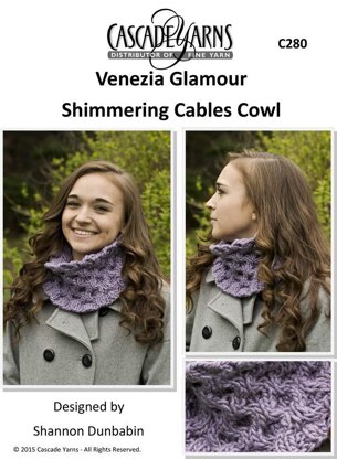 Shimmering Cables Cowl in Cascade Venezia Glamour - C280