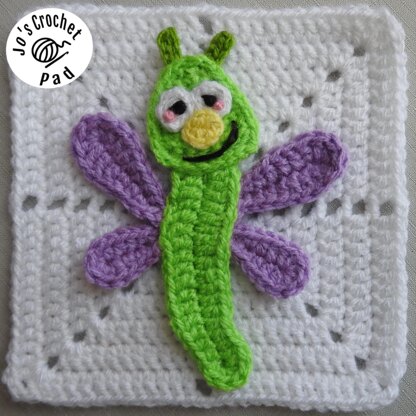 Dragonfly Applique/Embellishment Crochet * Dragonfly, Garden Bugs collection including free base square pattern